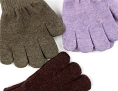 Mikk-line dark mink/slate black/chalk violet fingervanter uld/kunst (3-pak)